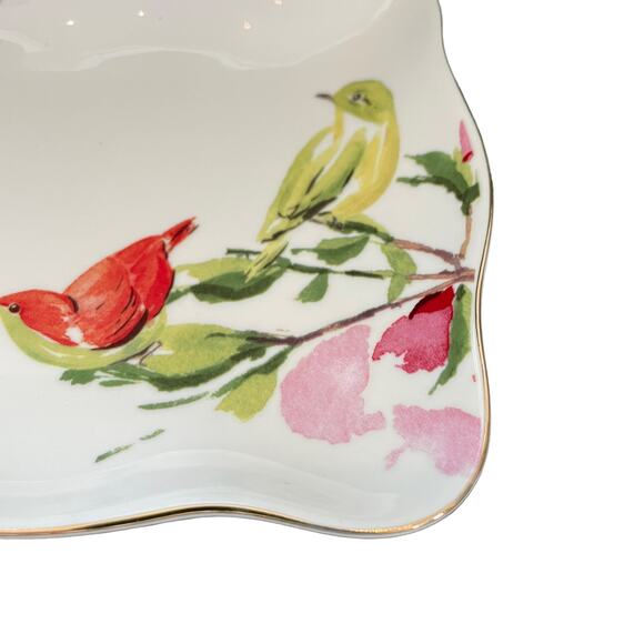 Grace Teaware Fine Porcelain Floral & Birds 10.5in Rectangular Serving Tray New - Picture 6 of 9
